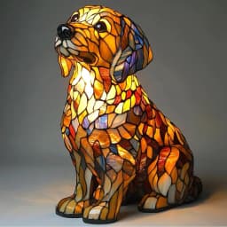 Colored Resin Animal LED Light Dog Series Art Night Light 3D Stained Resin French Handmade Table Lamp Pet Bedroom Ornaments