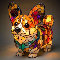 Colored Resin Animal LED Light Dog Series Art Night Light 3D Stained Resin French Handmade Table Lamp Pet Bedroom Ornaments