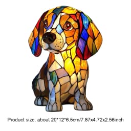 Colored Resin Animal LED Light Dog Series Art Night Light 3D Stained Resin French Handmade Table Lamp Pet Bedroom Ornaments