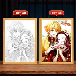 Anime Figure Light Painting Photo Frame Kyojuro Rengoku Action Led Lamps Home Children Bedroom Decor Night Light Chirstmas Gifts