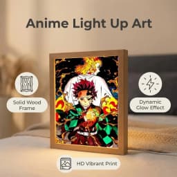 Anime Figure Light Painting Photo Frame Kyojuro Rengoku Action Led Lamps Home Children Bedroom Decor Night Light Chirstmas Gifts