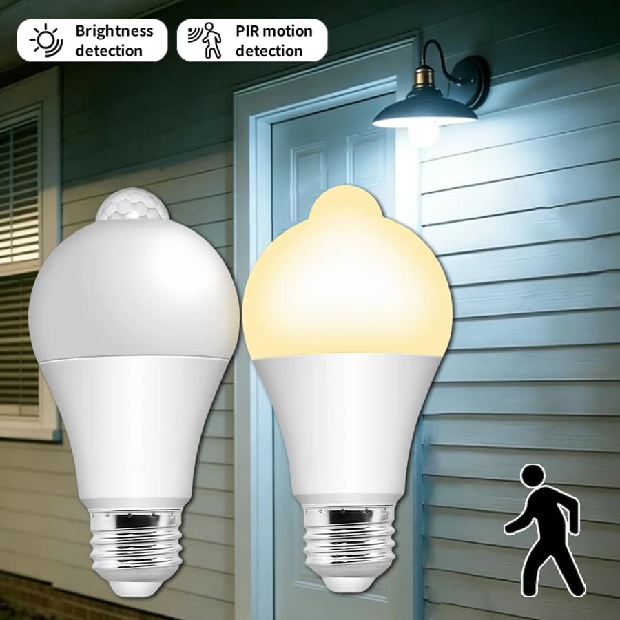 Motion Sensor Night Light Bulbs E27 B22 Motion Activated Dusk to Dawn Security Bulb Night Lamp for Garage Porch Stairs Hallway