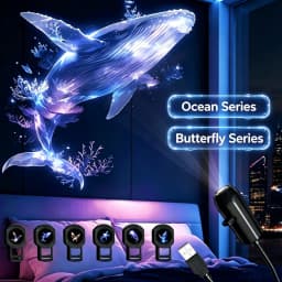 USB Projector Light Whale Jellyfish Butterfly Night Light LED Projector Lamp for Room Window Wall Ceiling Decor Festival Gifts