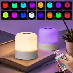 LED Night Light RGB Remote Table Lamp Rechargeable Bedroom Bedside Lamps Color Changing Touch Dimmable Portable Christmas Lights