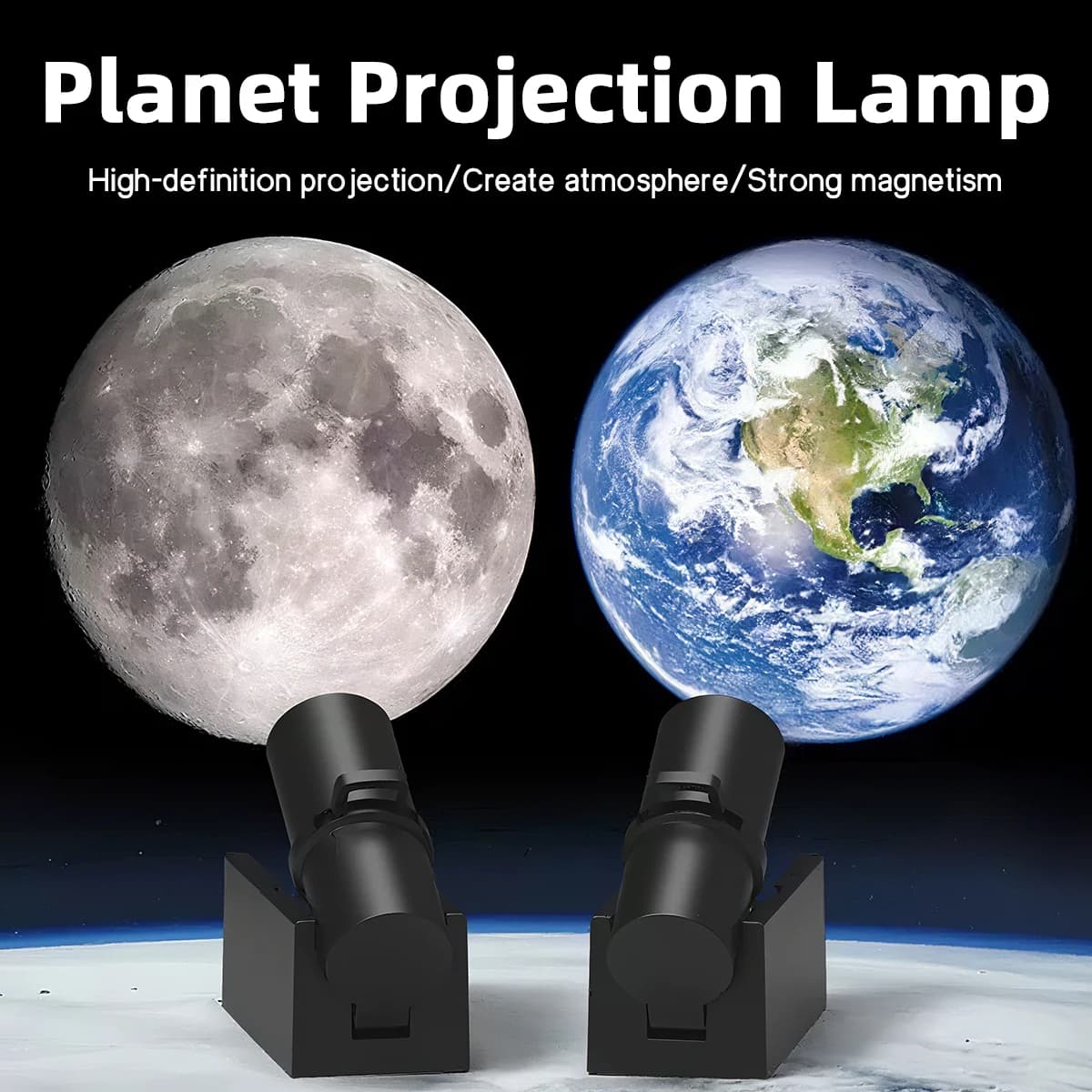 LED Rechargeable USB Night Light Moon Projection Atmosphere Lamp Wall Decoration Lamp for Bedroom Ideal Gift for Birthdays