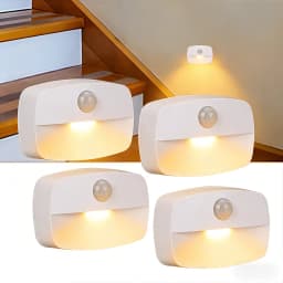LED Night Light with Motion Sensor Cabinet Lamp Wireless Bedside Nightlight Battery Power/EU Plug,Bedroom Closet Stairs Lighting