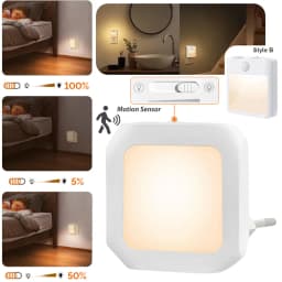Mini LED Night Lights Plug-in Motion Sensor Light Dimmable Energy Saving Square Lamp for Under Cabinet Kitchen Living Room Aisle