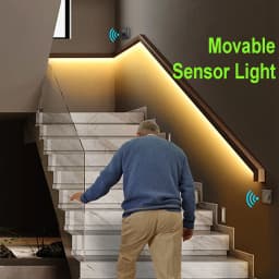Flexible COB LED Stairs Lamp with 2 Movable PIR Motion Sensor Night Light for Bedroom Decor Christmas Gifts