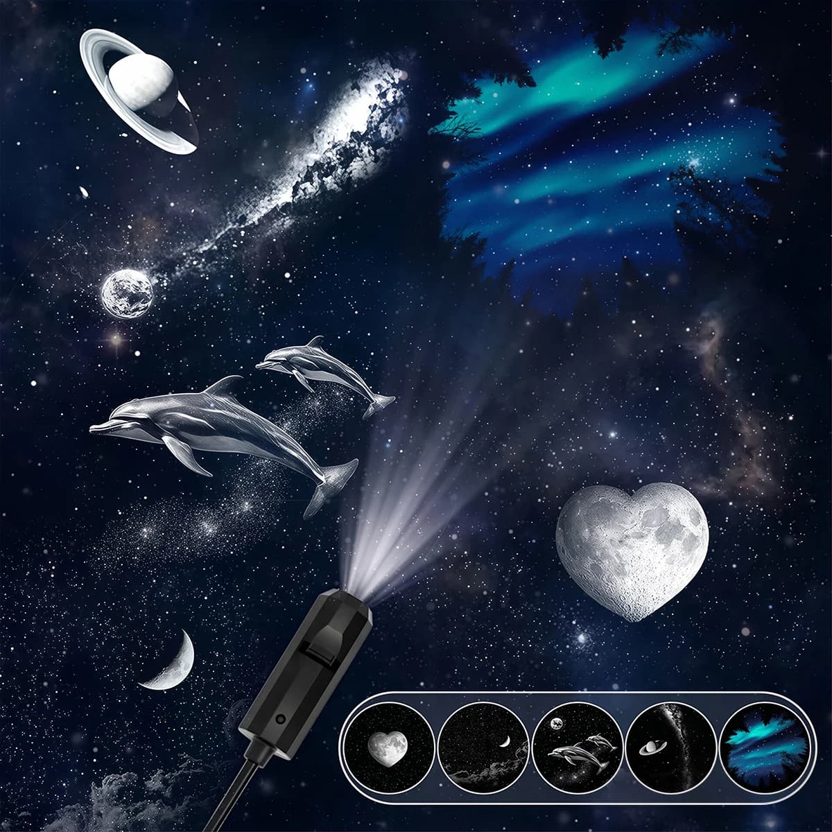 USB LED Star Galaxy Projector Lamp Moon Earth Wall Ceiling Decor Lighting Switchable Pattern Projection Night Light for Bedroom