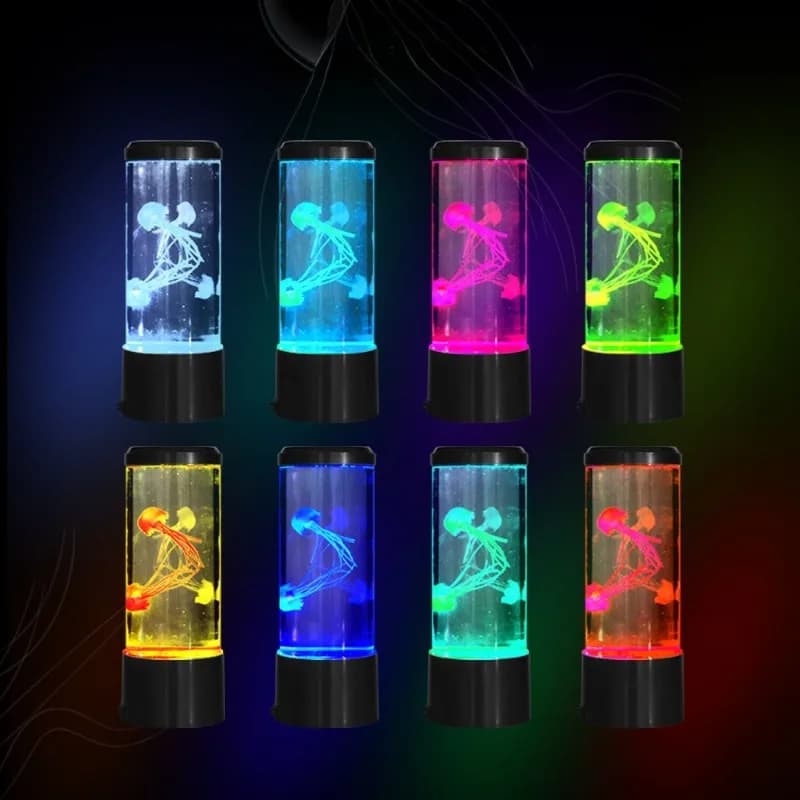 7 Colors LED Jellyfish Lava Lamp Creative Ocean Themed Mood Night Light USB Powered Desktop Decor Lamp for Home Decoration Gift