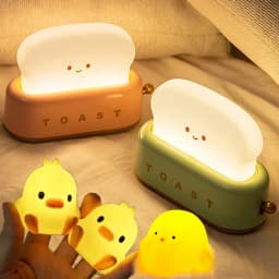 Cute Cartoon Night Light for Kids Bedroom,Toast Bread/Chick/Duck Shaped Led Lamp,Battery Powered or Rechargeable Optional,Gift