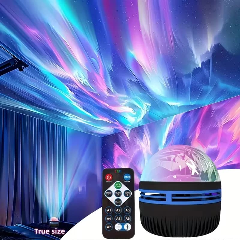 LED Starry Sky Projector Light Aurora 7 Colors Night Light with Remote Control Auto Rotate USB Powered Home Bedroom Decor Lamp