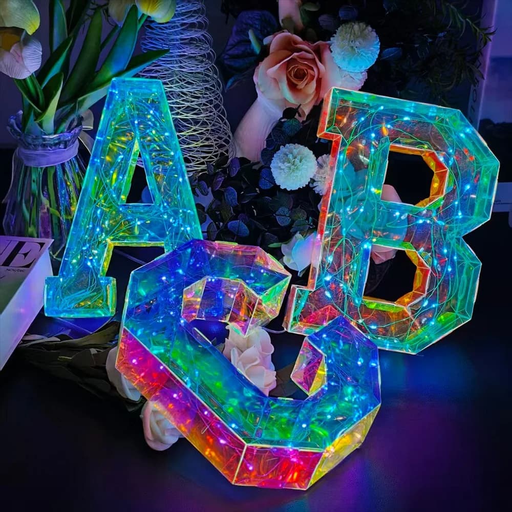 Multicolor Letters LED Night Light Numbers Dual‑Power Light‑Up Battery USB Operated Portable Indoor Decor for Party Wedding Home