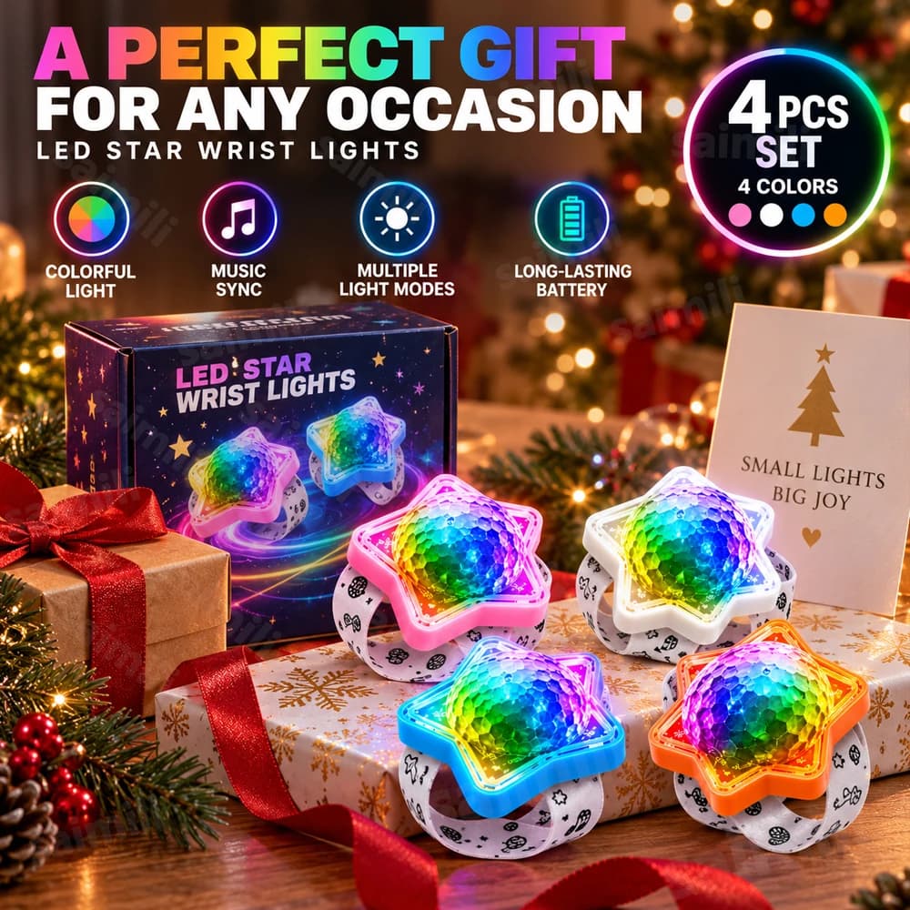 RGB Disco Wrist Projector Light 4‑Pack Rechargeable Wearable 360° Dynamic Color Projection Night Light For Festival Dance Party