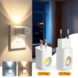 EU US Plug LED Night Light Dusk to Dawn Auto On/Off Warm/Cool White Night Lamp for Bedroom Hallway Stairs Kitchen Energy Saving