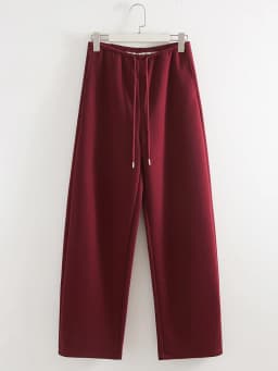Autumn Burgundy Sweatpants Women Straight Leg Sport Pants Cotton Ladies Coffee Basic Joggers Wide Leg Women's Pants And Trousers