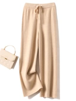 CHICUU Women Cashmere Pants Basic Casual Wide Leg Pants Autumn Winter 100% Merino Wool Knitwear Soft Korean Popular Trousers