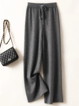 CHICUU Women Cashmere Pants Basic Casual Wide Leg Pants Autumn Winter 100% Merino Wool Knitwear Soft Korean Popular Trousers