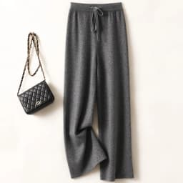 CHICUU Women Cashmere Pants Basic Casual Wide Leg Pants Autumn Winter 100% Merino Wool Knitwear Soft Korean Popular Trousers