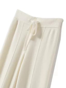 Afashion High Waist Knitted Wide Leg Pants Women's Casual Straight Leg Pants Spring Autumn New Style Belted Commute Style Slimmi
