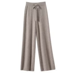 Afashion High Waist Knitted Wide Leg Pants Women's Casual Straight Leg Pants Spring Autumn New Style Belted Commute Style Slimmi