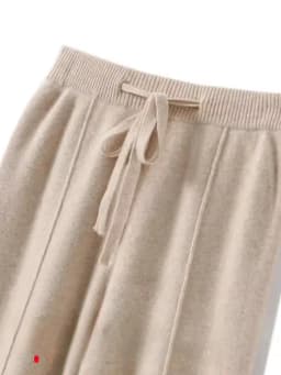 Afashion High Waist Knitted Wide Leg Pants Women's Casual Straight Leg Pants Spring Autumn New Style Belted Commute Style Slimmi