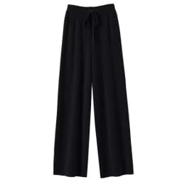 Afashion High Waist Knitted Wide Leg Pants Women's Casual Straight Leg Pants Spring Autumn New Style Belted Commute Style Slimmi
