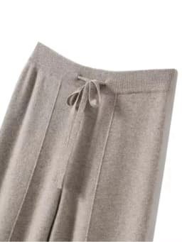 Afashion High Waist Knitted Wide Leg Pants Women's Casual Straight Leg Pants Spring Autumn New Style Belted Commute Style Slimmi