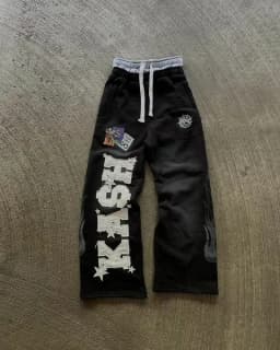 Y2K Black Pants Joggers Sweatpants Men Women Harajuku Gothic Double Waist Sweatpants Streetwear Graphics Embroidered Trousers