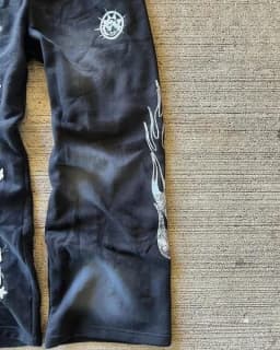 Y2K Black Pants Joggers Sweatpants Men Women Harajuku Gothic Double Waist Sweatpants Streetwear Graphics Embroidered Trousers