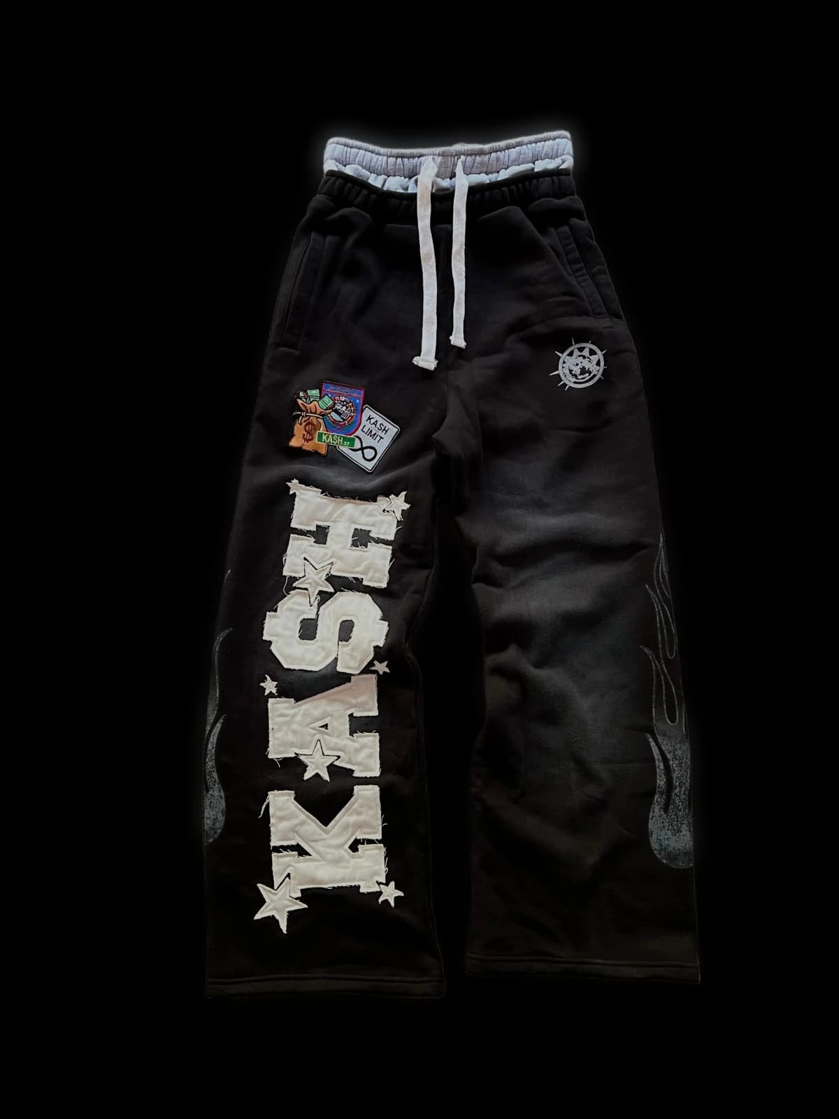 Y2K Black Pants Joggers Sweatpants Men Women Harajuku Gothic Double Waist Sweatpants Streetwear Graphics Embroidered Trousers