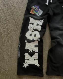 Y2K Black Pants Joggers Sweatpants Men Women Harajuku Gothic Double Waist Sweatpants Streetwear Graphics Embroidered Trousers