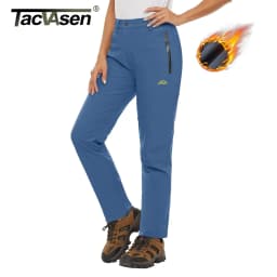 TACVASEN Fleece Lined Waterproof Soft Shell Pants Womens Winter Warm Zipper Pockets Work Pants Outdoor Hiking Ski Snow Trousers