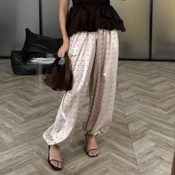 Tsiisd Commuting Printing Dot Women's Pants High Waist Straight-Leg Trousers Casual New Elegant Office Work Women's Pants 2026