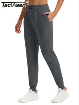 TACVASEN Winter Lightweight Fleece Thermal Waist Drawstring Sweatpants Womens Soft Outdoor Cotton Pants Water Resistant Trousers