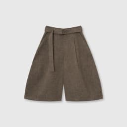 Autumn Winter Fashion Woolen Cropped Pants Women High Waisted Pleated Wide Leg Pants Solid Color Office Lady Belt Trousers 752A