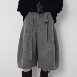 Autumn Winter Fashion Woolen Cropped Pants Women High Waisted Pleated Wide Leg Pants Solid Color Office Lady Belt Trousers 752A