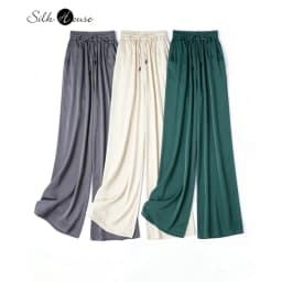 Vertical Naked Feeling 93% Natural Mulberry Silk Elastic Double Qiao Satin Elastic Waist Women's Fashionable Wide Leg Pants