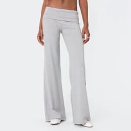 Casual Wide Leg Sweatpants for Women Fold Over Low Rise Flare Yoga Lounge Pants Back to School Clothes for Teen Girls Outfits
