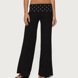 Casual Wide Leg Sweatpants for Women Fold Over Low Rise Flare Yoga Lounge Pants Back to School Clothes for Teen Girls Outfits