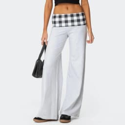 Casual Wide Leg Sweatpants for Women Fold Over Low Rise Flare Yoga Lounge Pants Back to School Clothes for Teen Girls Outfits