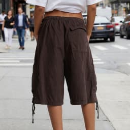 American Retro Y2K Cargo Jean Shorts Women Harajuku Drawstring Low Rise Baggy Denim Shorts Cyber Grunge Jorts Vintage Streetwear