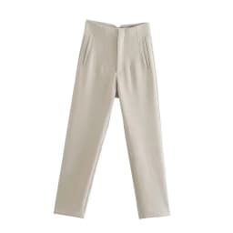 HXAO Office Wear Women'S Formal Pants Pleated High Waist Pants For Women Casual White Cropped Trousers Blackpink Woman Pants