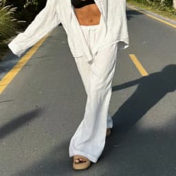 Elegant Cotton Linen Baggy Pants Fashion Women High Waist Drawstring Pocket Loose Wide Leg Pant Casual Streetwear New Trousers