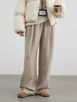 CHIC VEN Women Pants New High Waisted Pleated Casual Soft Wide Leg Pant Female Thicken Trousers Sport Solid Plush Winter 2024