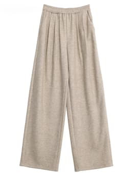 CHIC VEN Women Pants New High Waisted Pleated Casual Soft Wide Leg Pant Female Thicken Trousers Sport Solid Plush Winter 2024