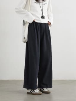 CHIC VEN Women Pants High Waist Loose Solid Wide Leg Casual Female Trousers Elastic Waist Folding Pants Autumn Winter 2025