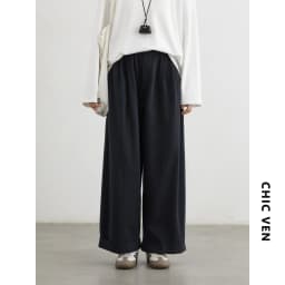 CHIC VEN Women Pants High Waist Loose Solid Wide Leg Casual Female Trousers Elastic Waist Folding Pants Autumn Winter 2025