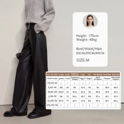 AMII Pants For Woman 2026 Winter New Minimalist Commuter PU Leather Loose Wide-leg Pants Casual Office Lady Trousers 12524063