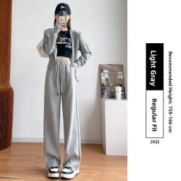 Afashion Thickened Fleece High Waist Warm Banana Narrow Style Sports Wide Leg Pants Women Autumn Winter Loose Casual Straight Lo